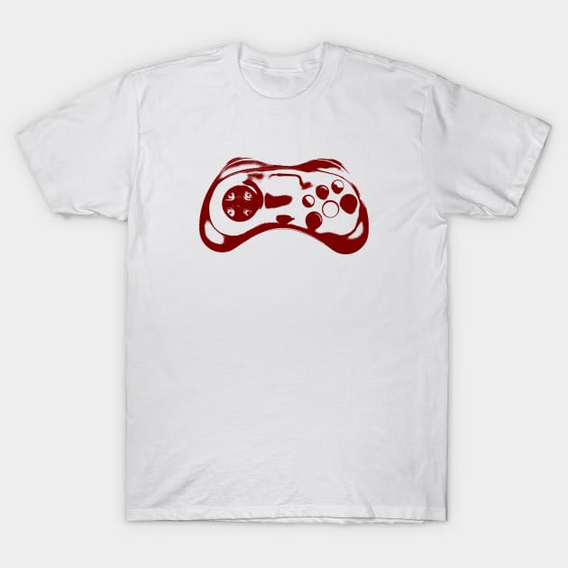 Red Vector Illustration of Video Game Controller T-Shirt by Spindriftdesigns